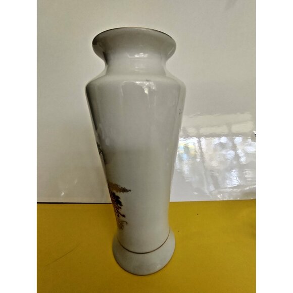 Oriental Porcelain Vase 10" tall, Made in Japan Orange Floral - Picture 7 of 9